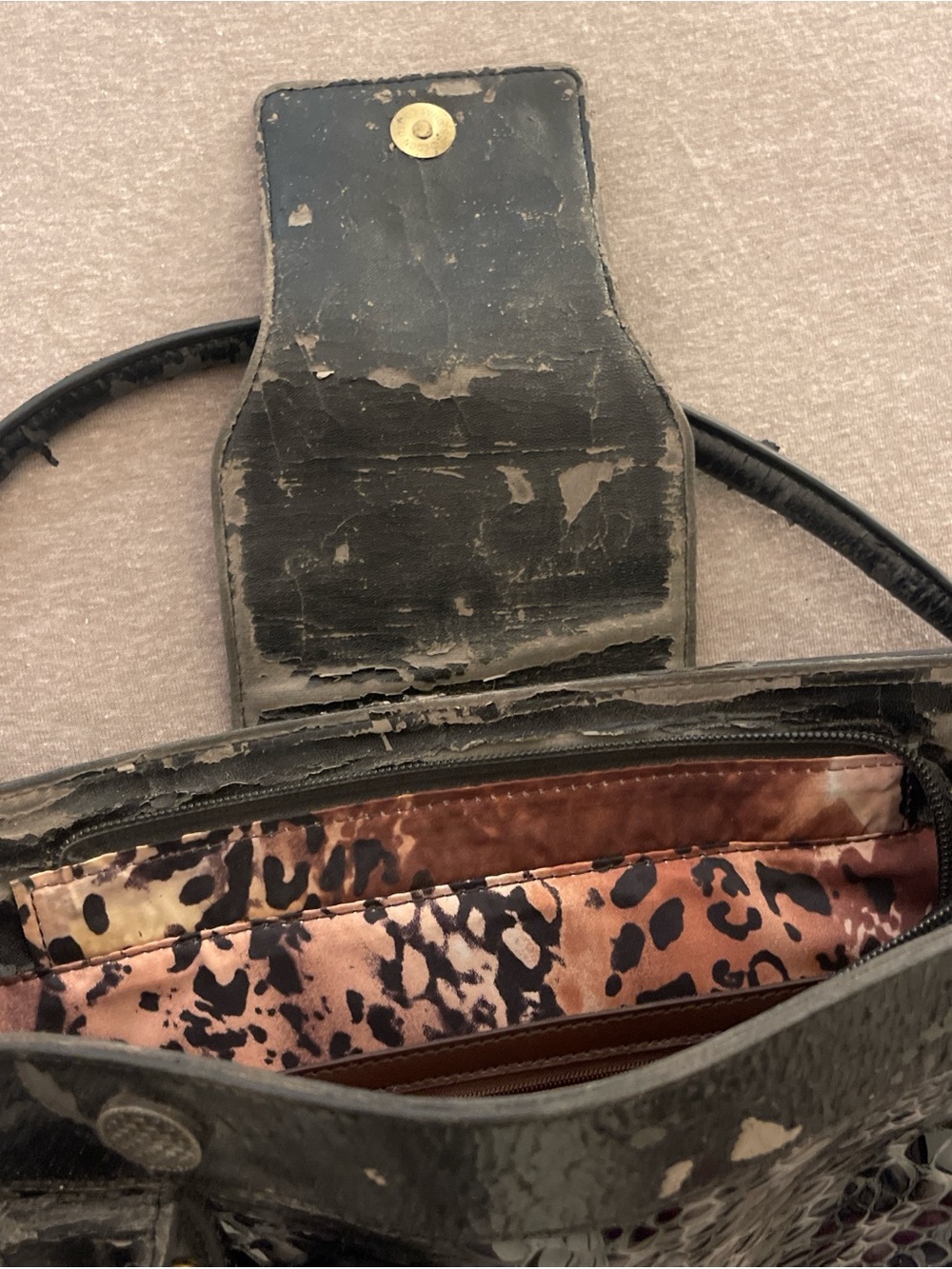 Black Embossed Patent Tote with Decorative Gem Accent - Picture 6 of 10
